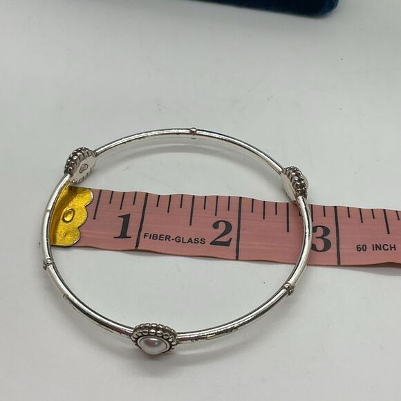 Brighton Silver Plated Faux Pearl Bangle - Picture 3 of 3